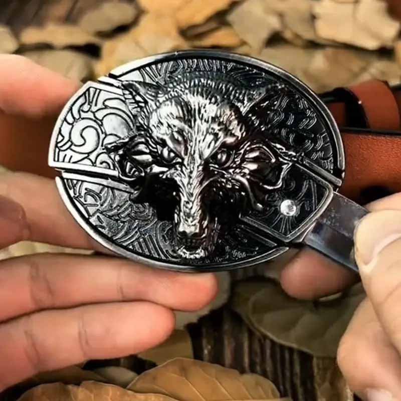 Oval Zinc Alloy Cowboys Belt Buckle with Hidden EDC Tool, 3.03 x 2.36 inch, view 24