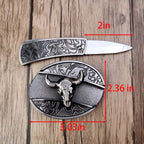 Oval Zinc Alloy Cowboys Belt Buckle with Hidden EDC Tool, 3.03 x 2.36 inch, view 3