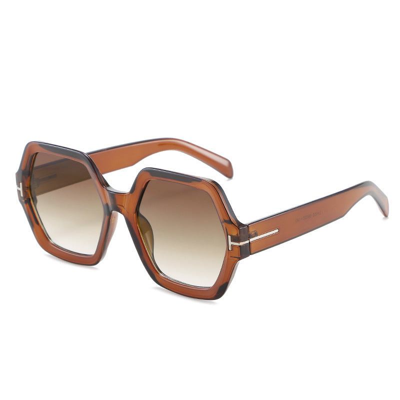 Oversized Hexagonal Sunglasses with Gradient UV400 Lenses, view 11