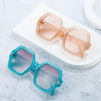 Oversized Hexagonal Sunglasses with Gradient UV400 Lenses, view 3