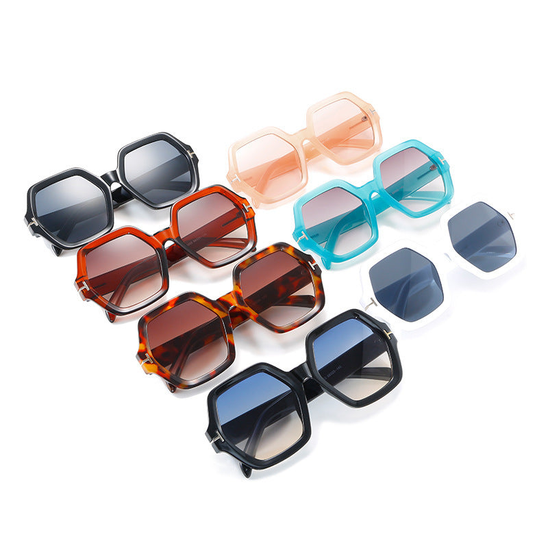 Oversized Hexagonal Sunglasses with Gradient UV400 Lenses, view 5