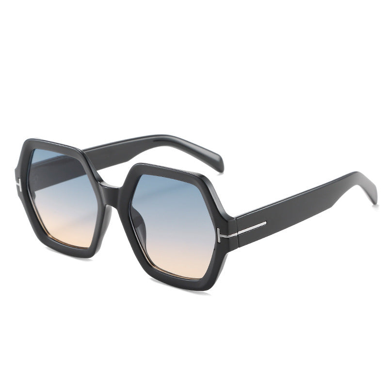 Oversized Hexagonal Sunglasses with Gradient UV400 Lenses, view 6
