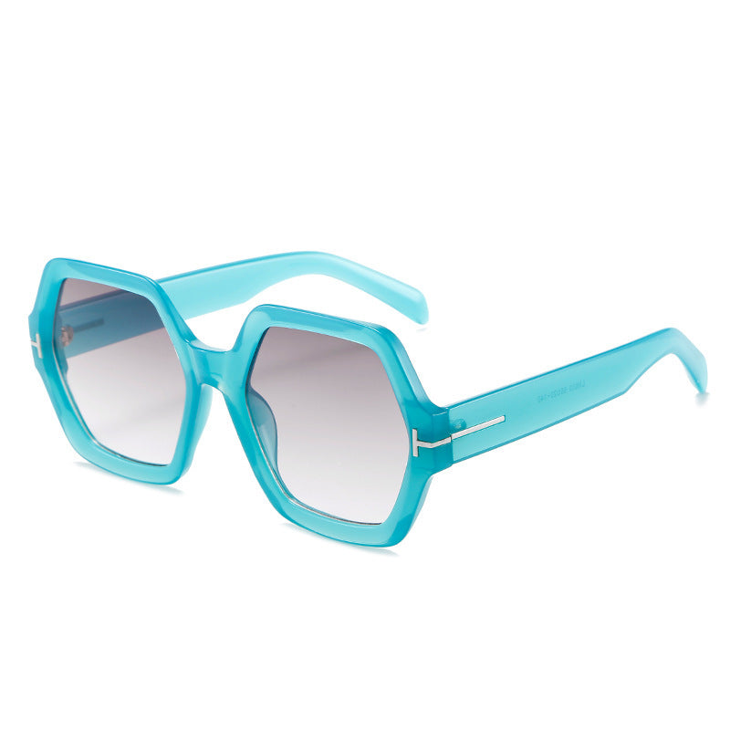 Oversized Hexagonal Sunglasses with Gradient UV400 Lenses, view 8