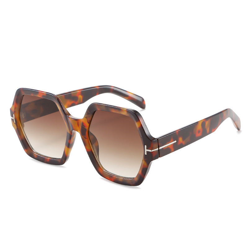 Oversized Hexagonal Sunglasses with Gradient UV400 Lenses, view 9