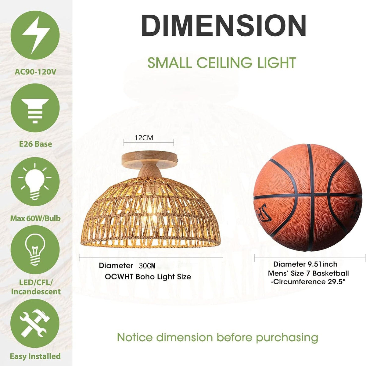 Pendant Light Woven Natural Fiber Wood | High & Bury