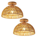 Pendant Light Woven Natural Fiber Wood | High & Bury