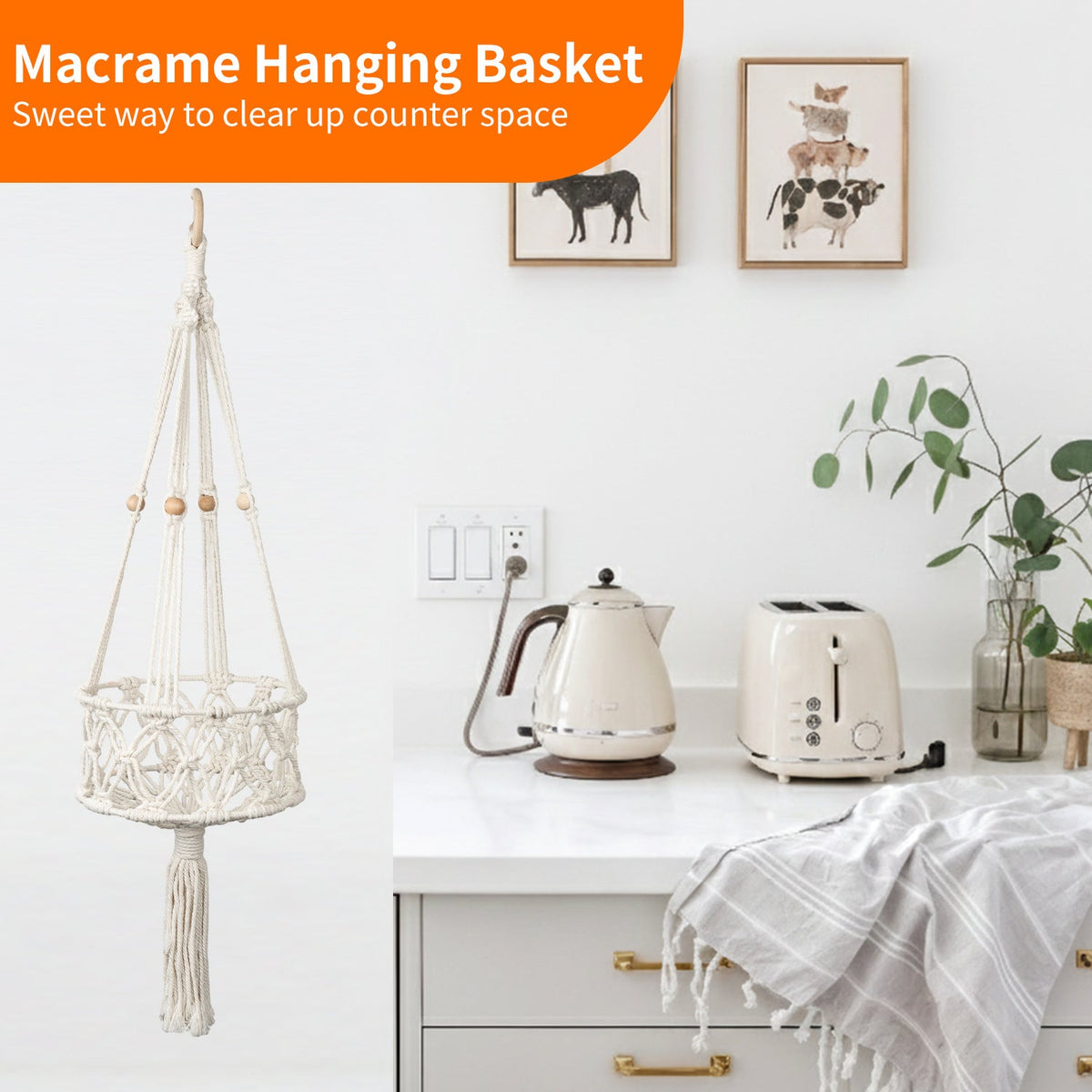 Plant-Hanging Macrame Basket | High & Bury