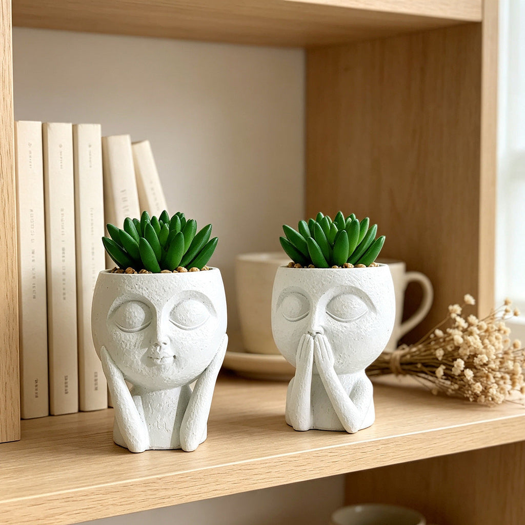 Plant Pot with Face Motif | High & Bury