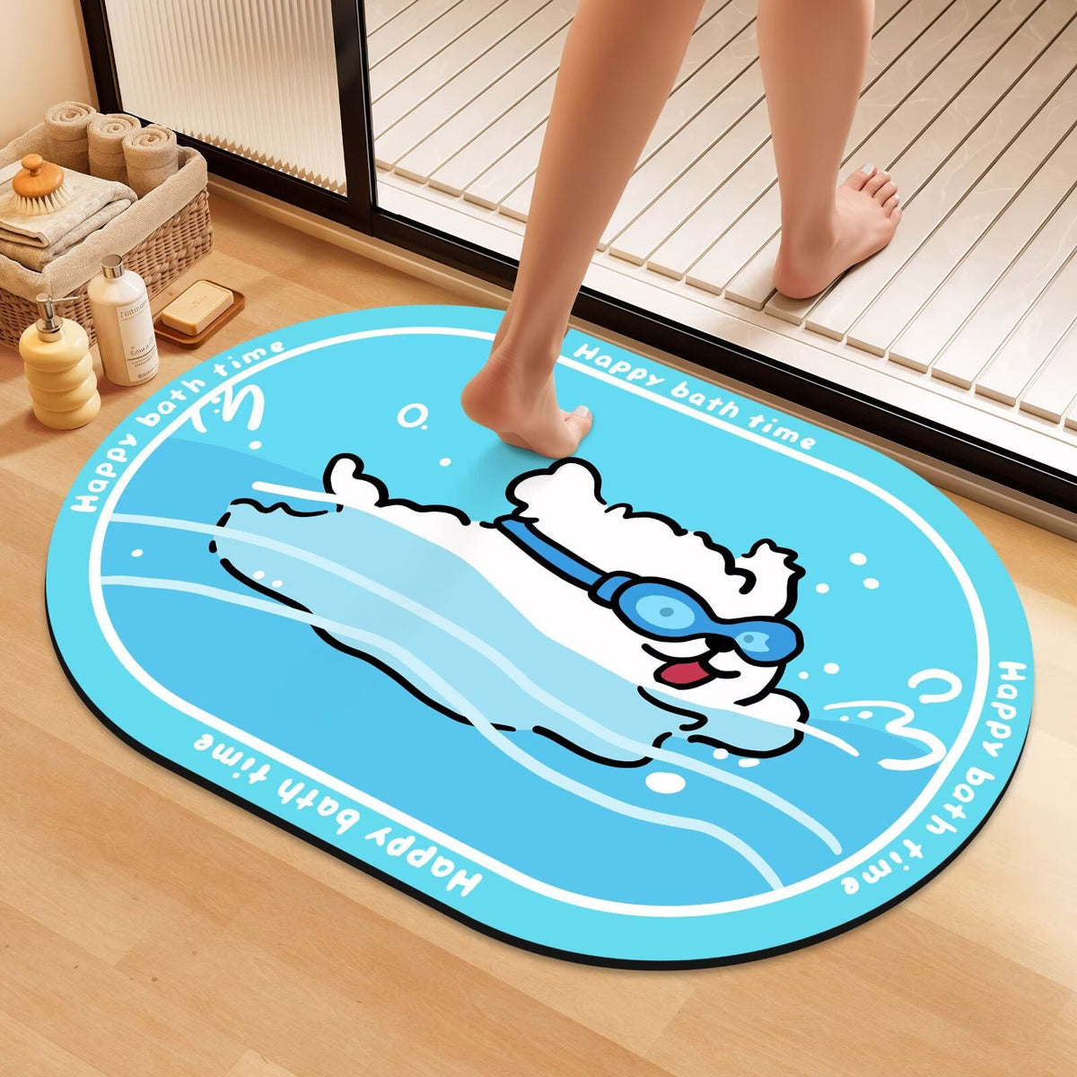Playful Cartoon Dog Bath Mat | High & Bury