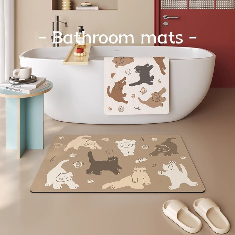 Playful Cat-Themed Bath Mat | High & Bury