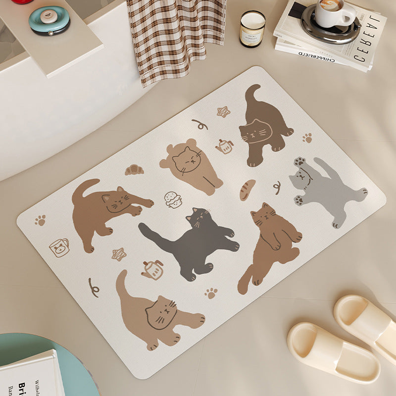 Playful Cat-Themed Bath Mat | High & Bury