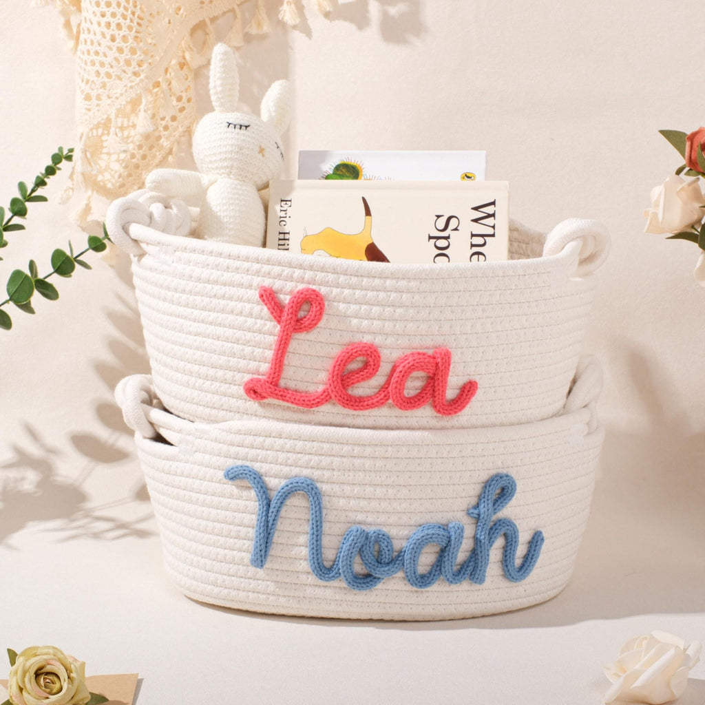 Playful Storage Basket in Bunny Design Cotton Textile | High & Bury