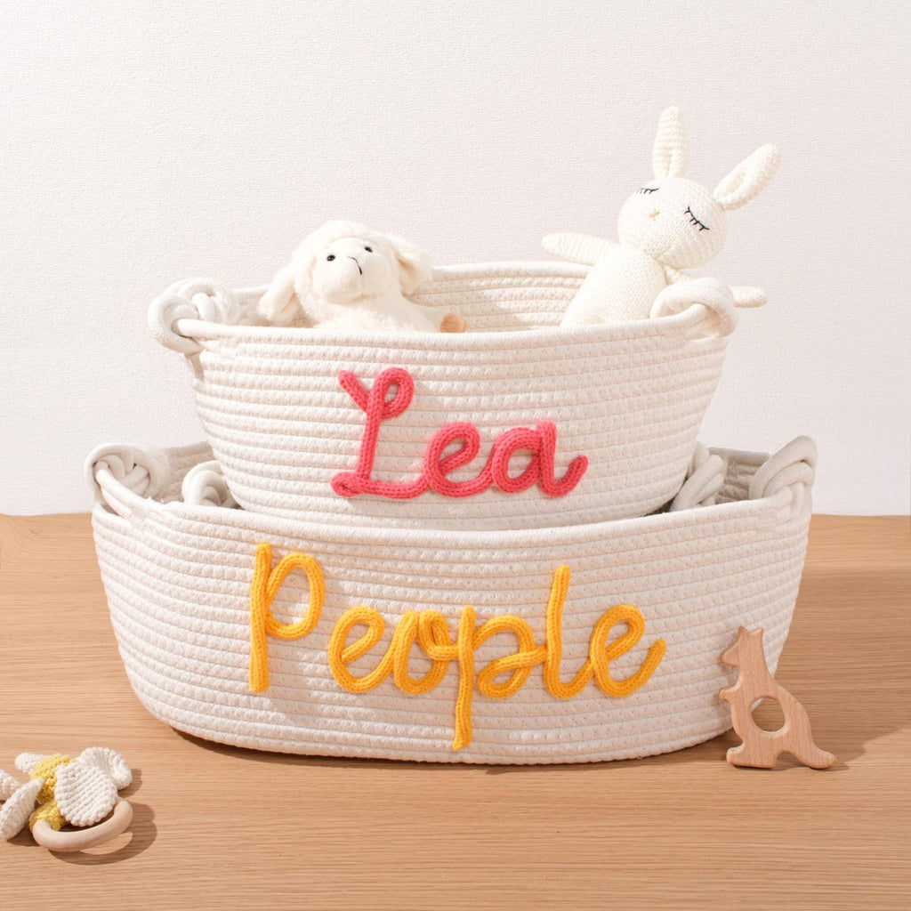 Playful Storage Basket in Bunny Design Cotton Textile | High & Bury