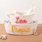 Playful Storage Basket in Bunny Design Cotton Textile | High & Bury