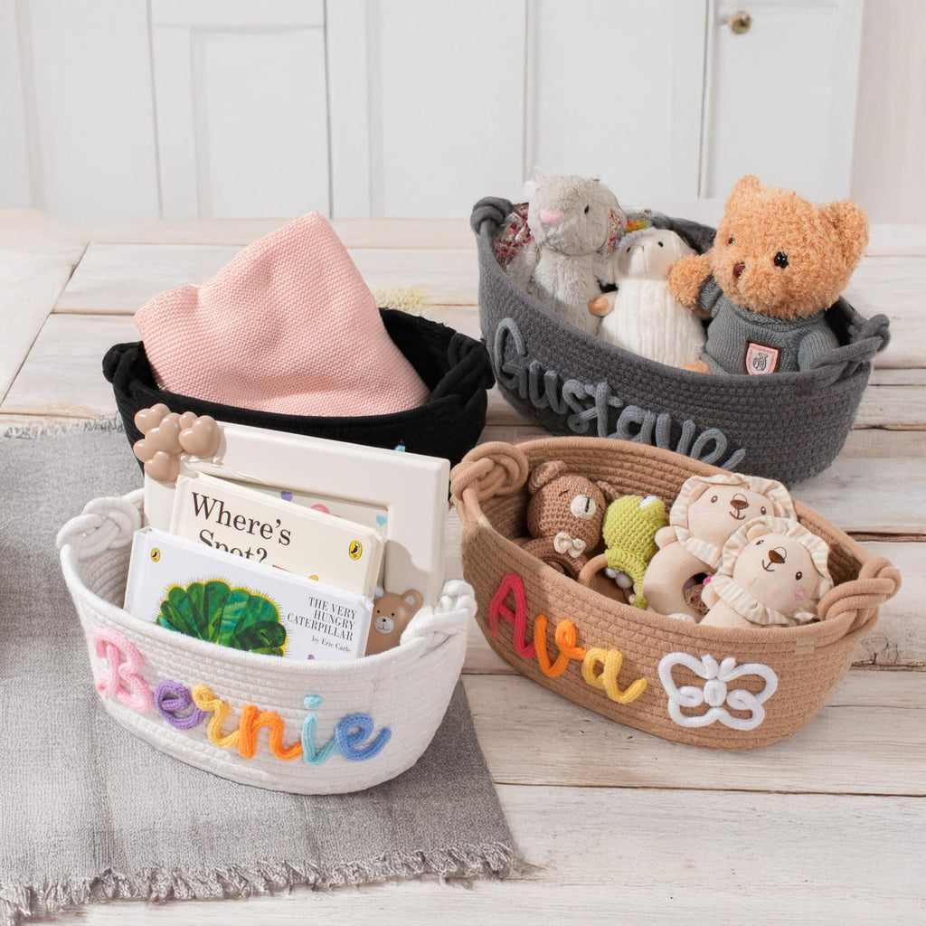 Playful Storage Basket in Bunny Design Cotton Textile | High & Bury