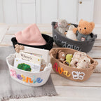 Playful Storage Basket in Bunny Design Cotton Textile | High & Bury