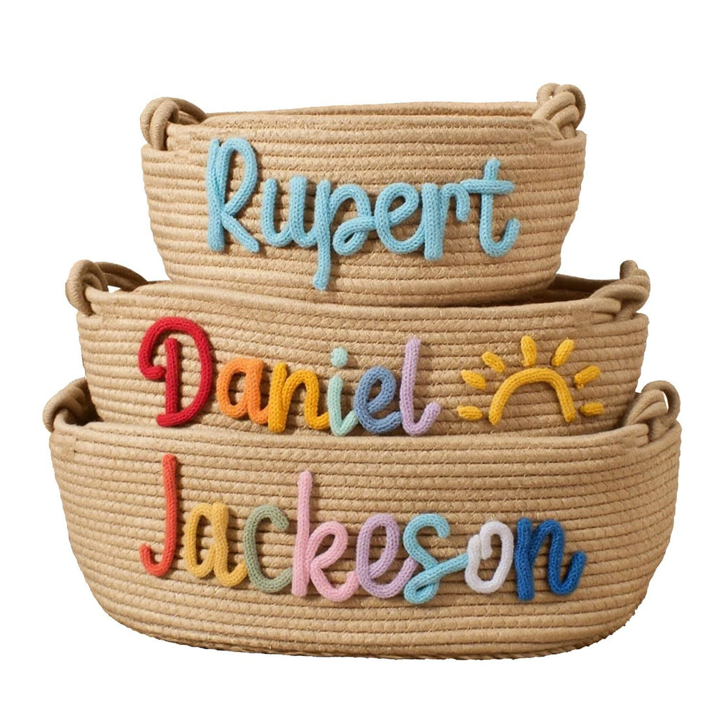 Playful Storage Basket in Bunny Design Cotton Textile | High & Bury