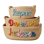 Playful Storage Basket in Bunny Design Cotton Textile | High & Bury