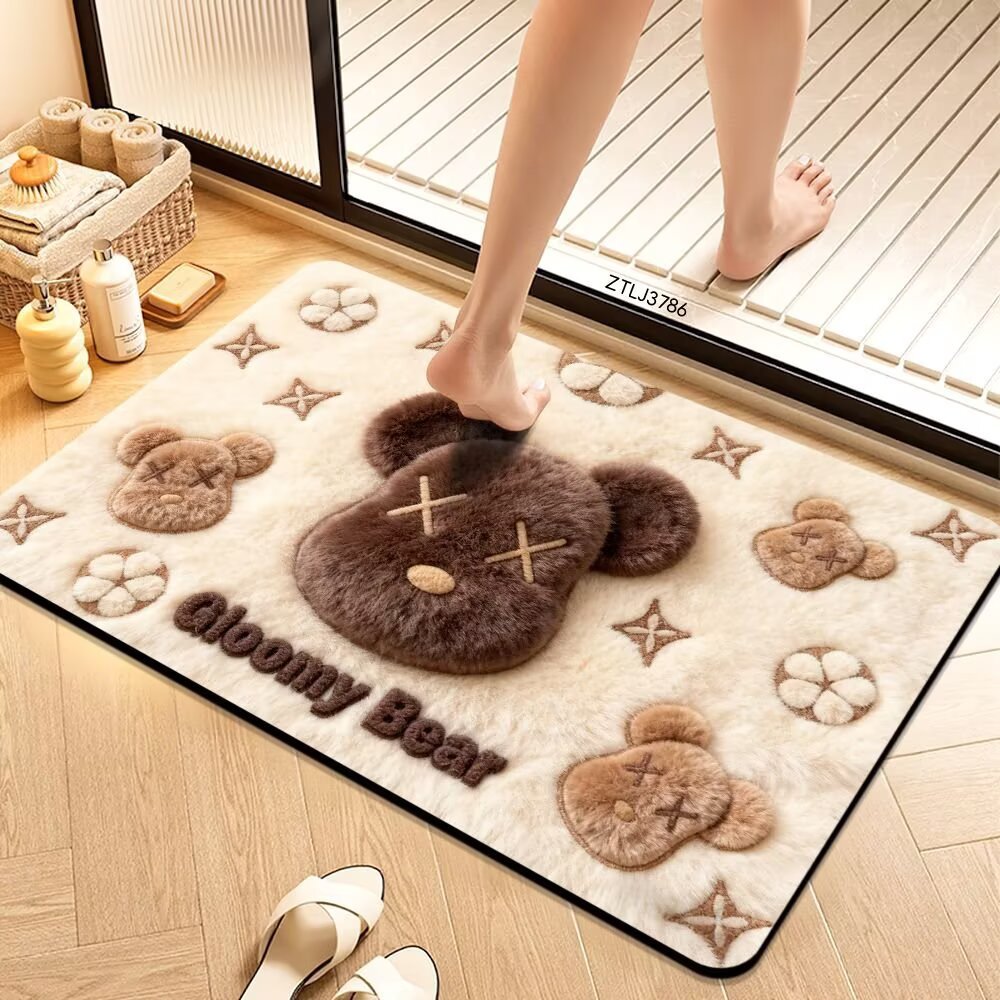 Plush Cartoon Themed Bath Mat Soft Textile Non Slip | High & Bury