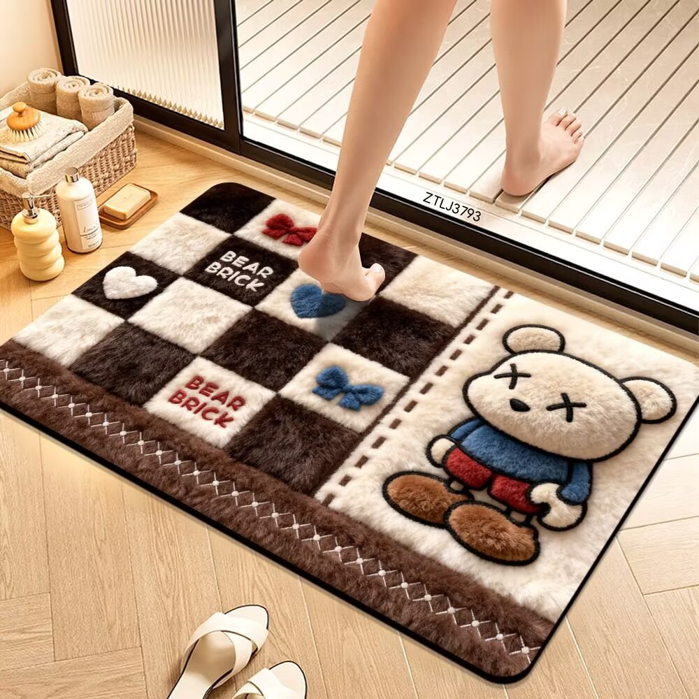 Plush Cartoon Themed Bath Mat Soft Textile Non Slip | High & Bury