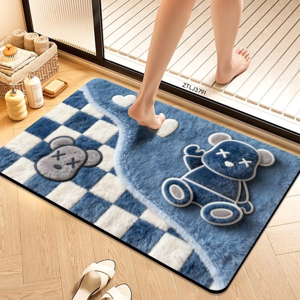 Plush Cartoon Themed Bath Mat Soft Textile Non Slip | High & Bury