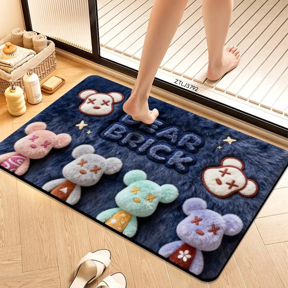 Plush Cartoon Themed Bath Mat Soft Textile Non Slip | High & Bury