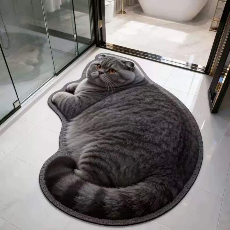 Plush Cat-Shaped Bath Mat | High & Bury