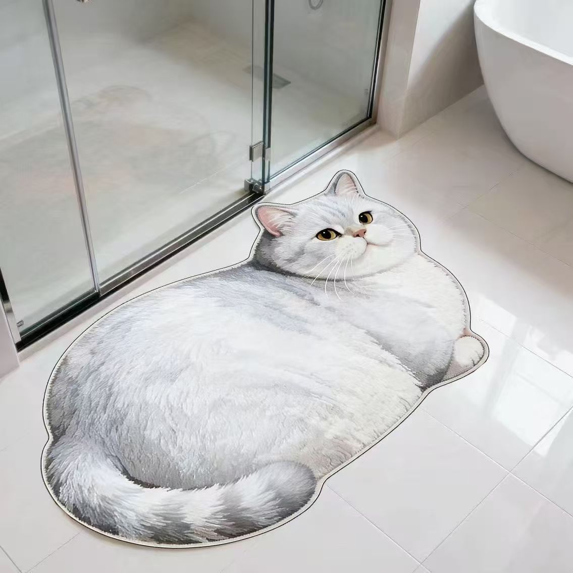 Plush Cat-Shaped Bath Mat | High & Bury