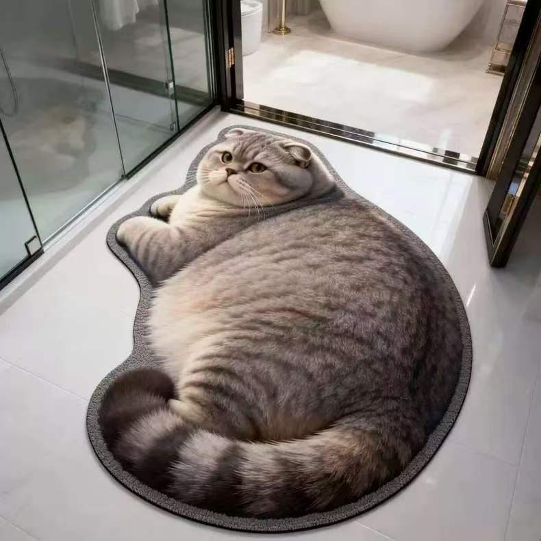 Plush Cat-Shaped Bath Mat | High & Bury