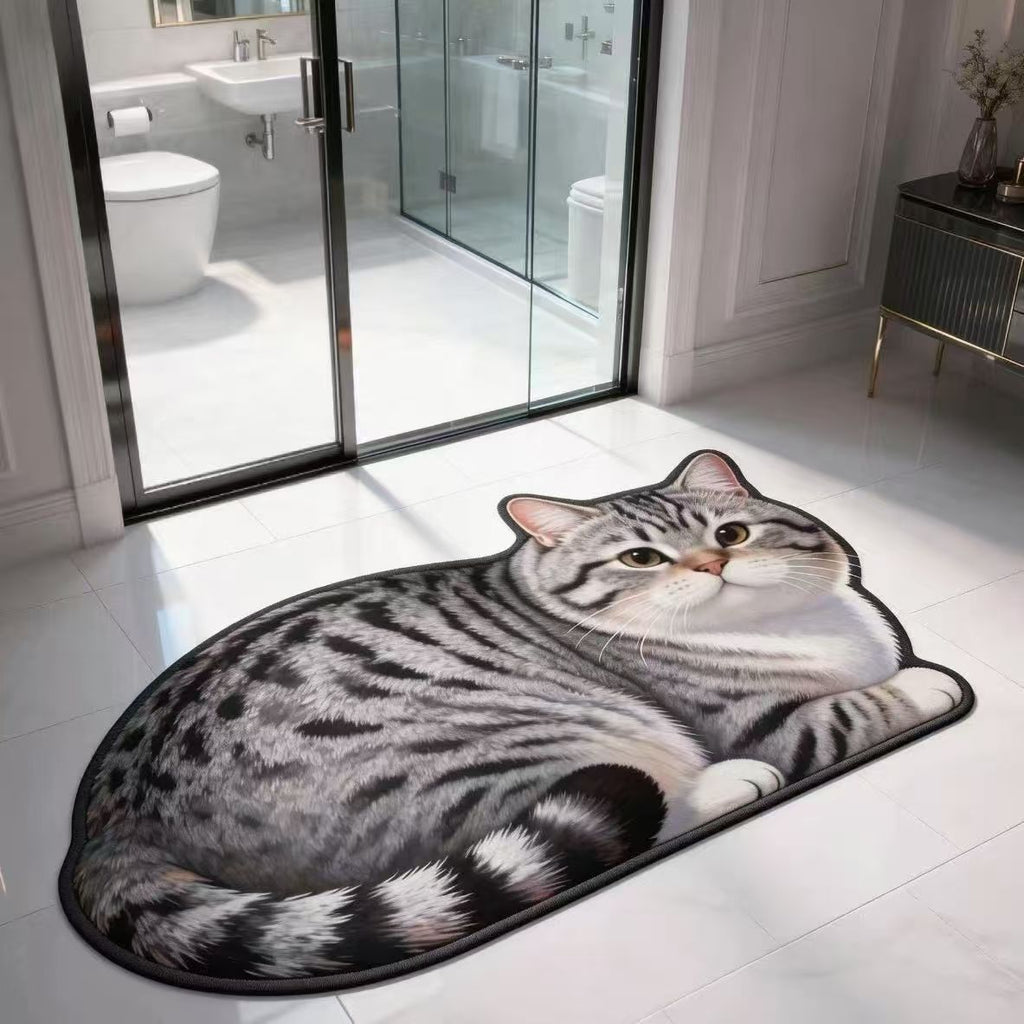 Plush Cat-Shaped Bath Mat | High & Bury
