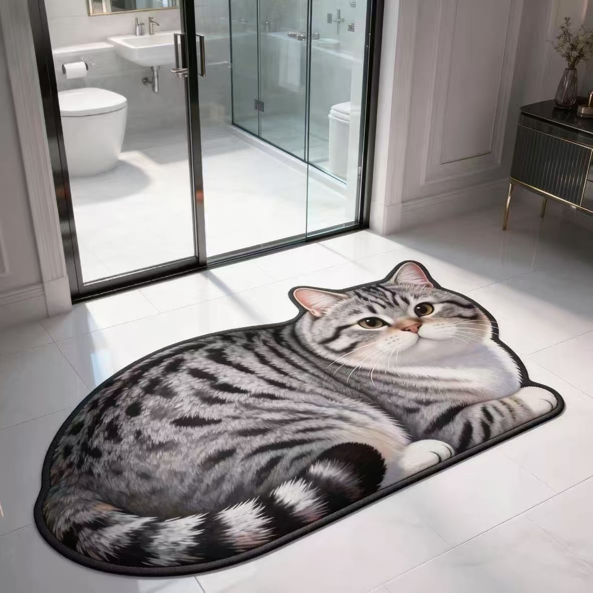 Plush Cat-Shaped Bath Mat | High & Bury
