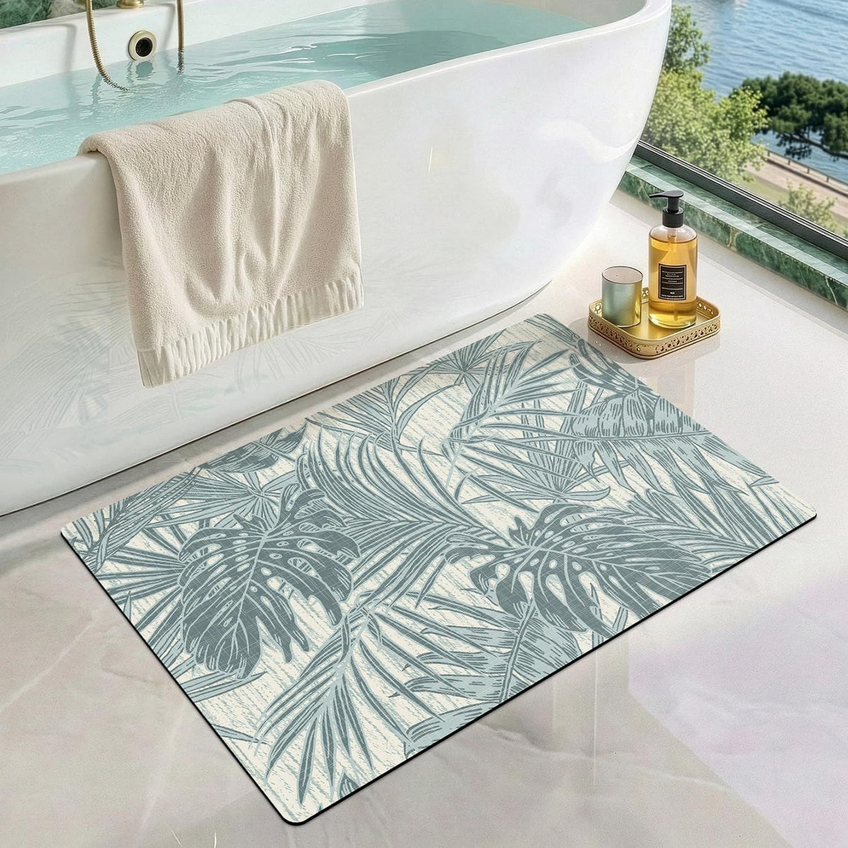 Plush Tropical-Themed Bath Mat | High & Bury