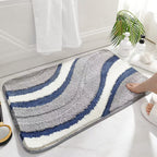 Plush Wave-Pattern Bathroom Mat | High & Bury