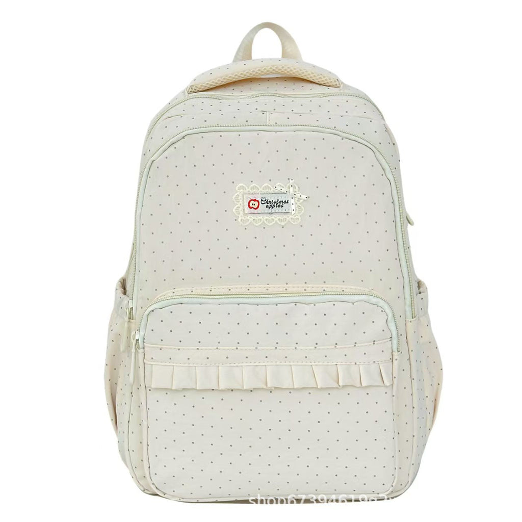 Polka Dot Ruffled Backpack for School, Work and Everyday Use