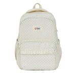 Polka Dot Ruffled Backpack for School, Work and Everyday Use