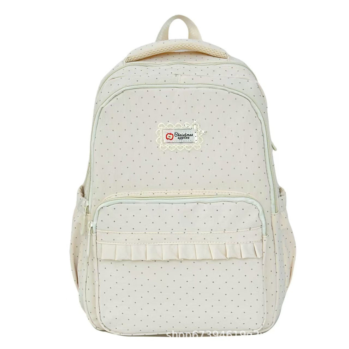 Polka Dot Ruffled Backpack for School, Work and Everyday Use