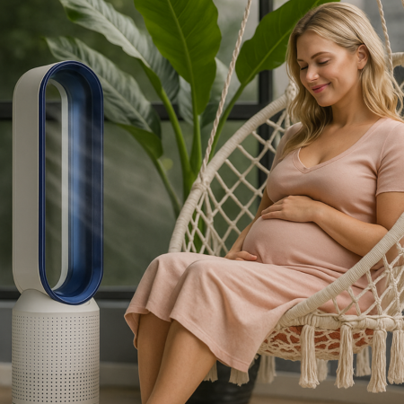 Portable Bladeless Fan with Remote Control and Air Purification