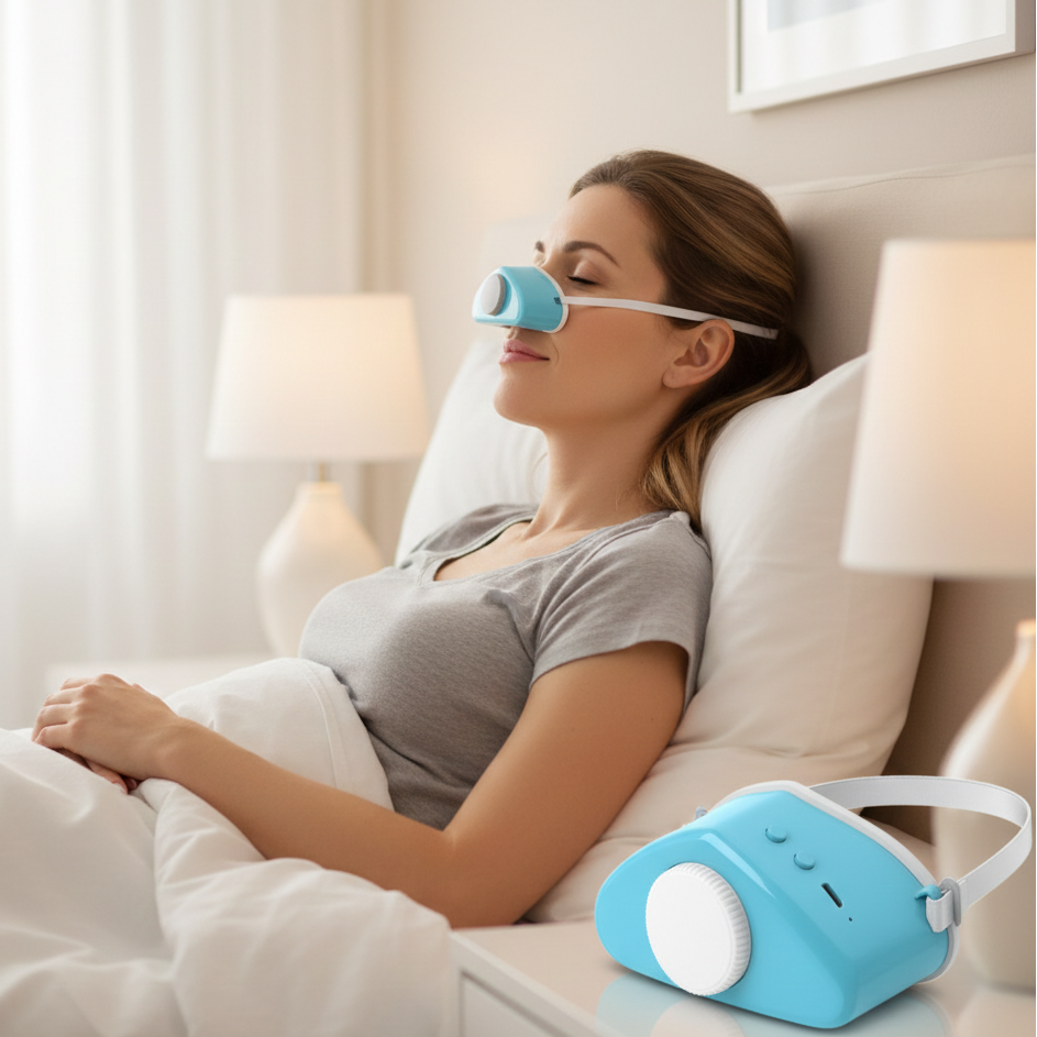 Portable Electric Anti-Snoring Device Mask with Adjustable Strap, view 2
