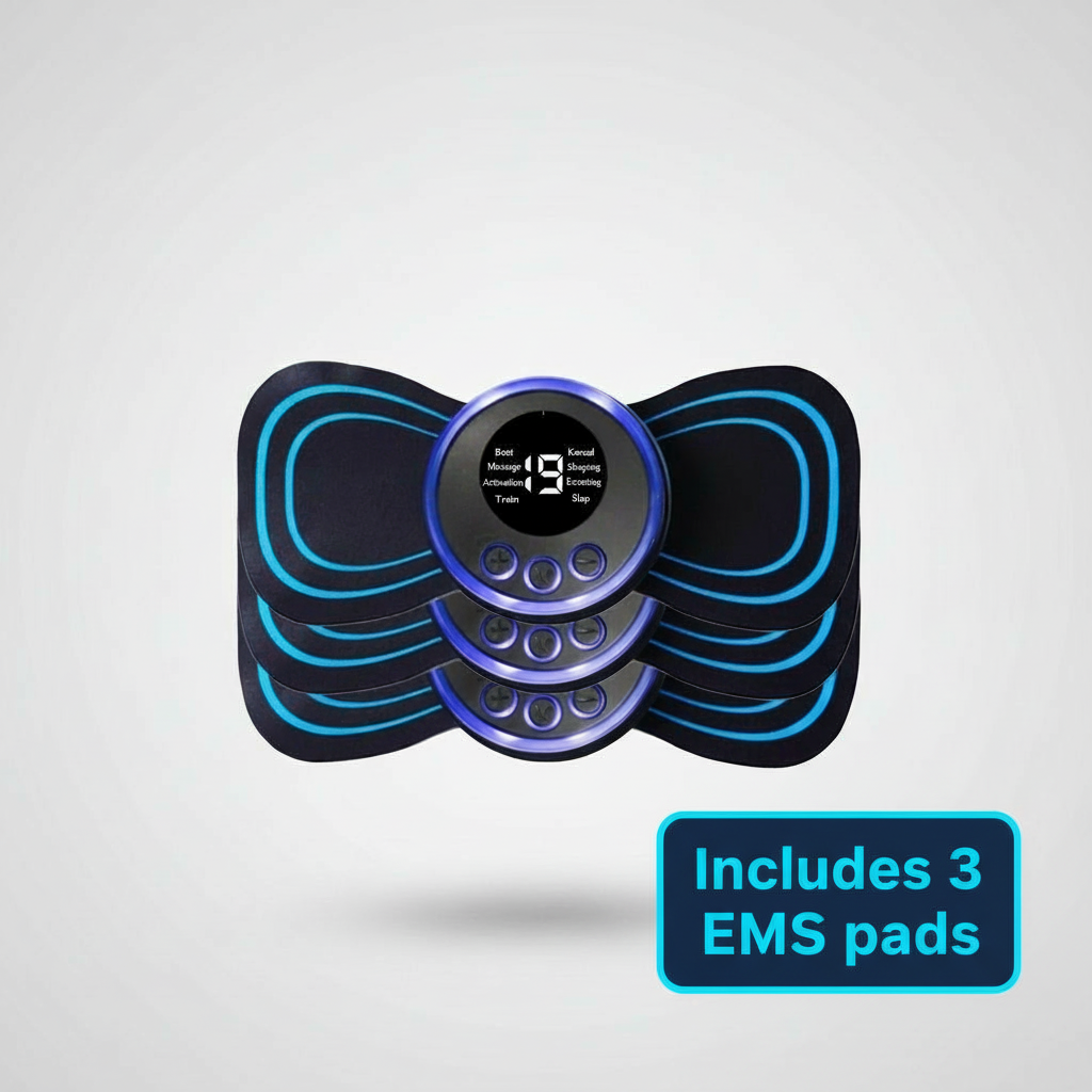 Portable EMS Massage Pad with Remote Control and 3 Reusable Patches, view 3