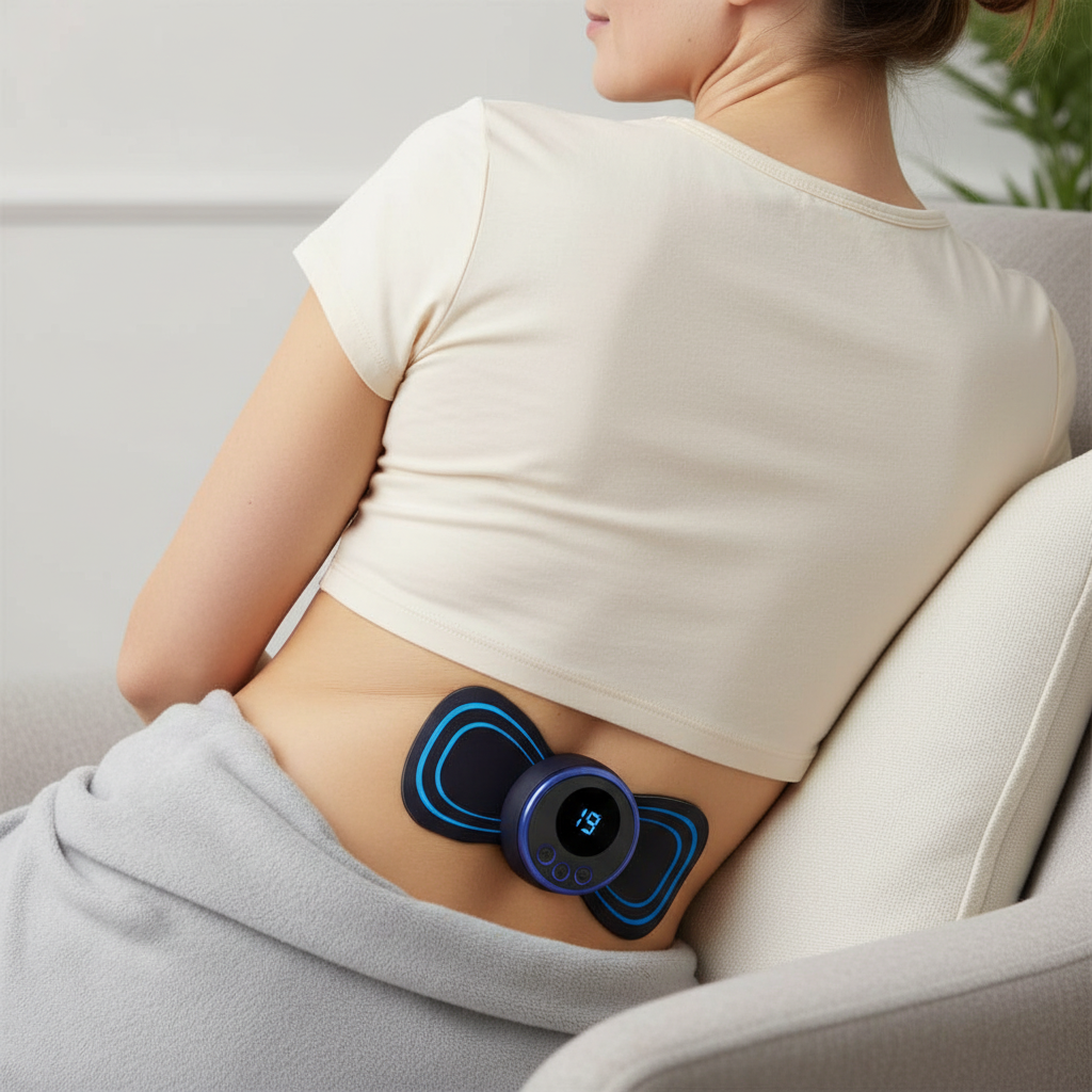 Portable EMS Massage Pad with Remote Control and 3 Reusable Patches, view 5