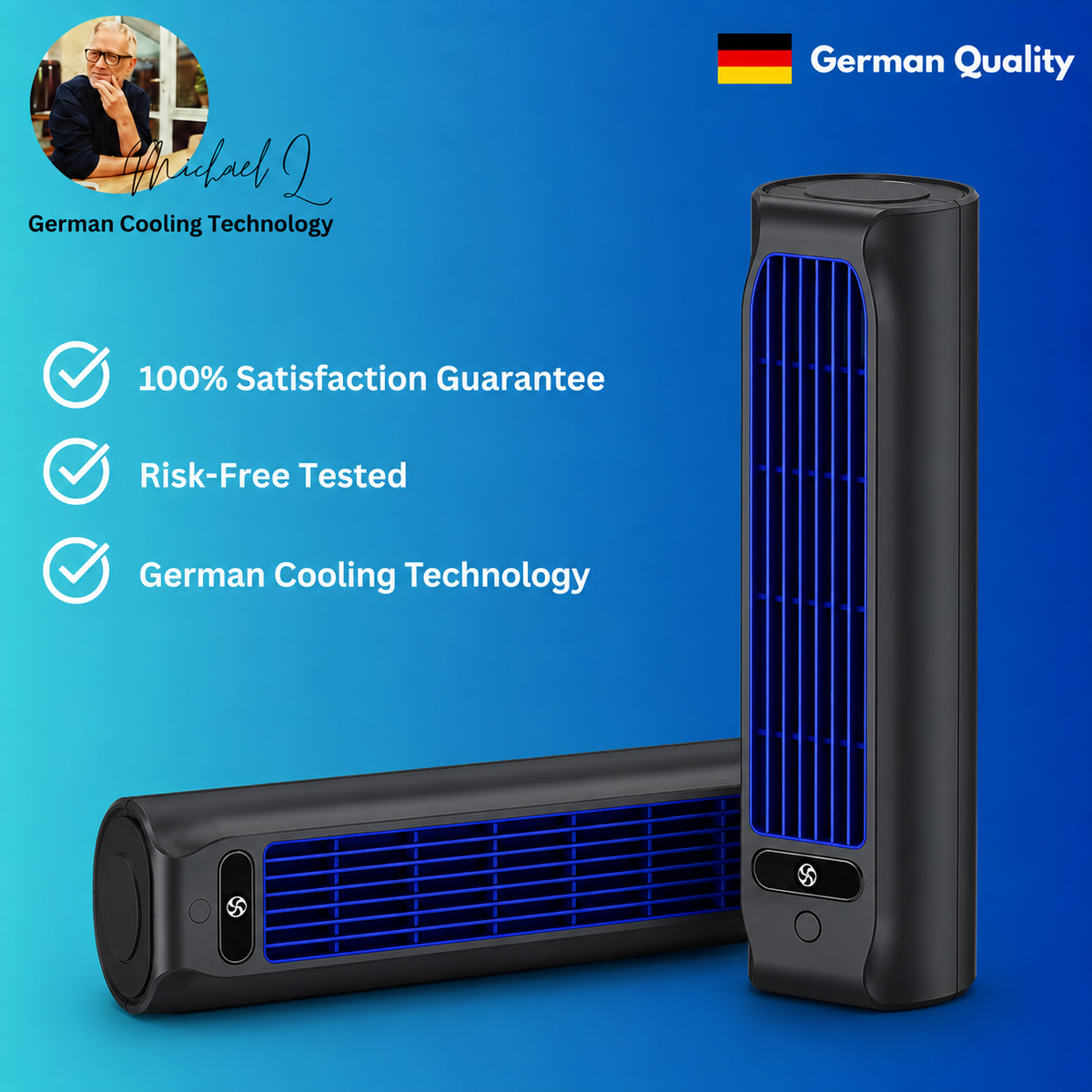 Portable Evaporative Air Cooler, 2000 mAh, 588 g, 3 Cooling Modes