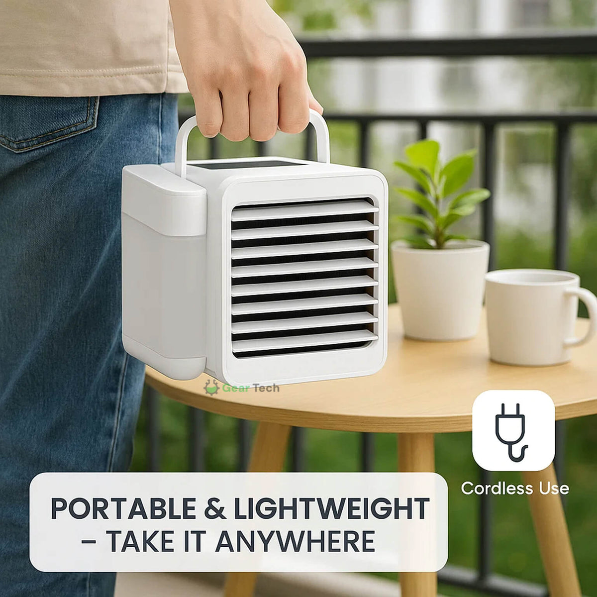 Portable Evaporative Cooler with 1000ml Tank, 6W USB Power, view 5