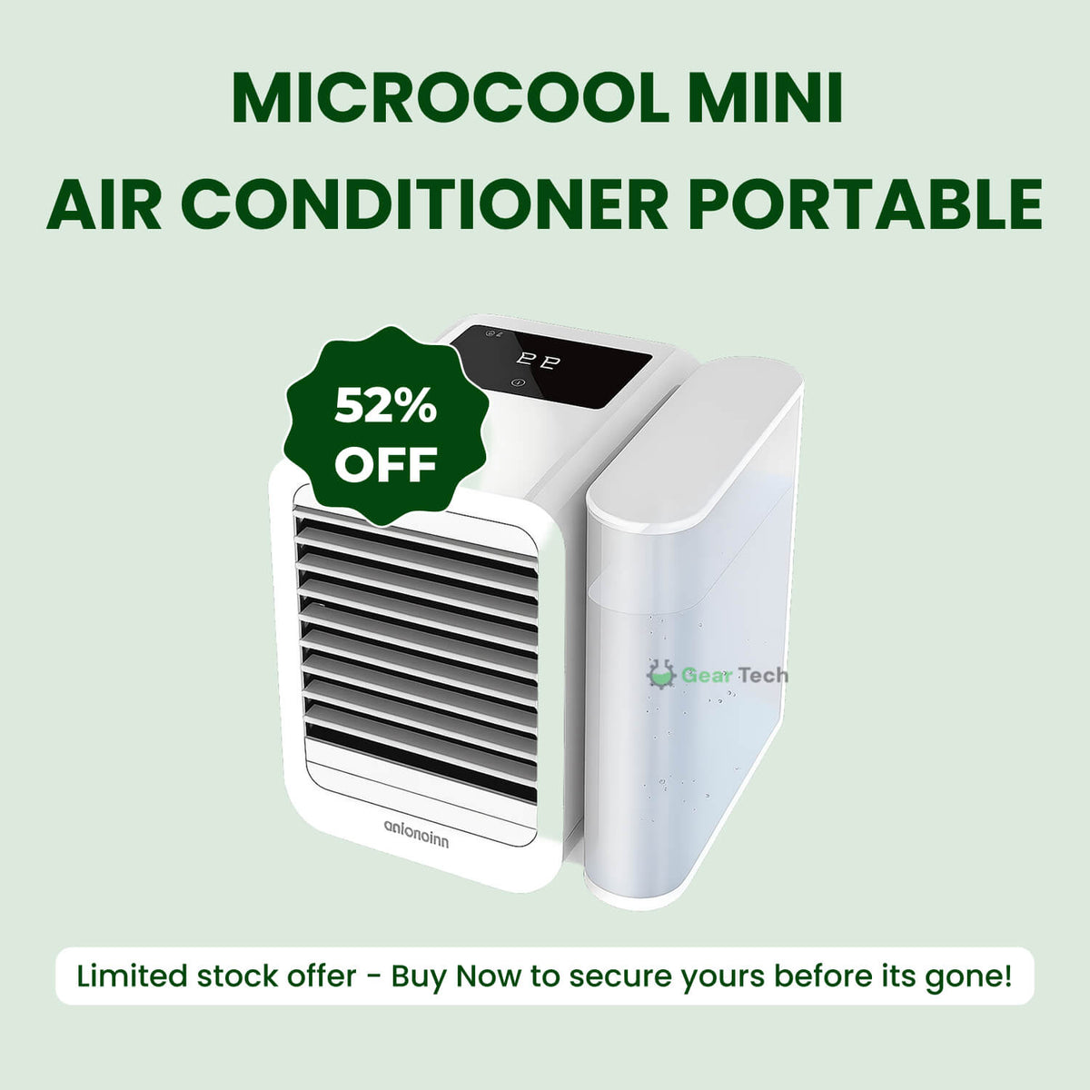 Portable Evaporative Cooler with 1000ml Tank, 6W USB Power, view 6