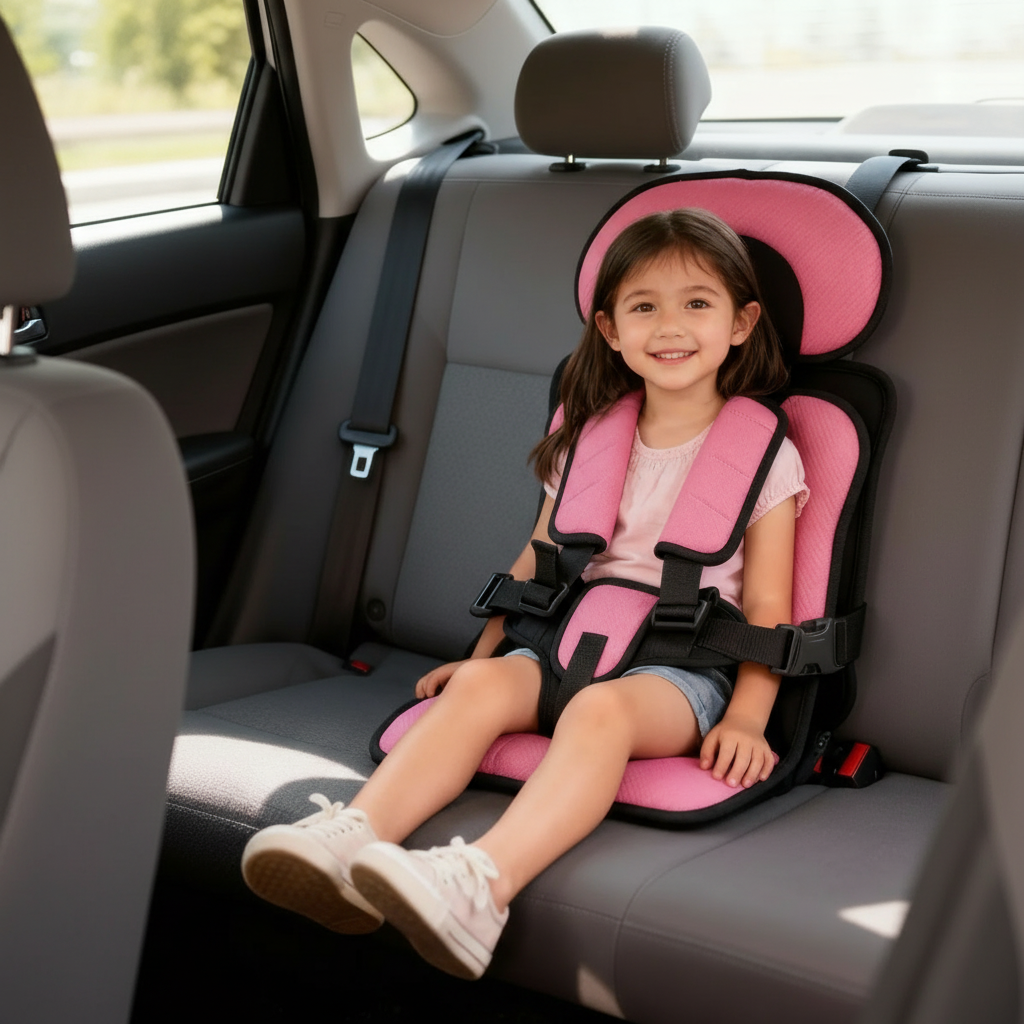 Portable Foldable Child Car Booster Seat with Five-Point Harness, view 11