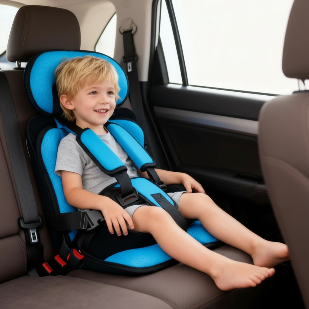 Portable Foldable Child Car Booster Seat with Five-Point Harness, view 14