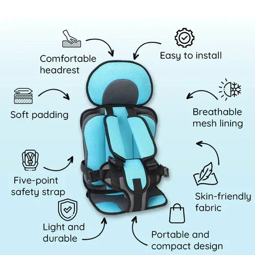 Portable Foldable Child Car Booster Seat with Five-Point Harness, view 3