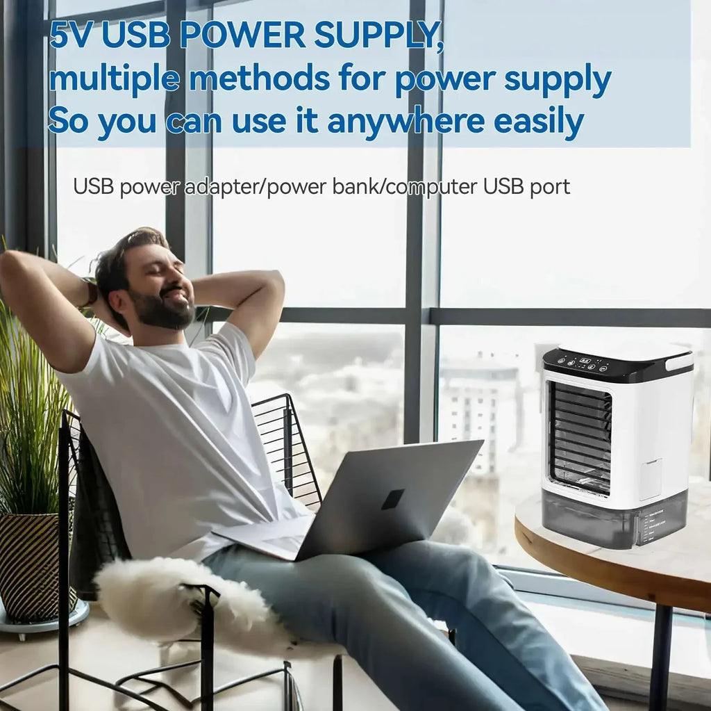 Portable Mini Air Conditioner Fan and Humidifier, 3-Speed, 900ML, view 5