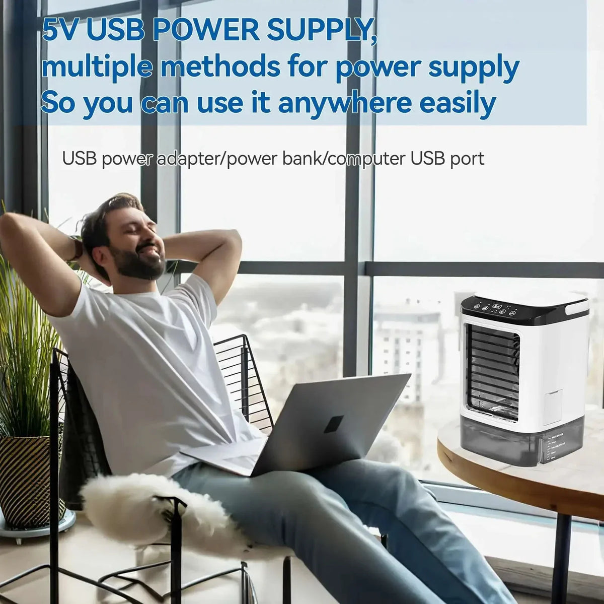 Portable Mini Air Conditioner Fan and Humidifier, 3-Speed, 900ML, view 5