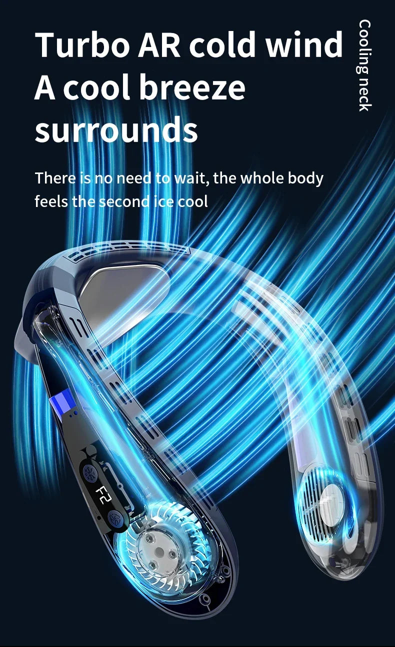 Portable Rechargeable Neck Fan, 5200mAh, Semiconductor Cooling, view 10