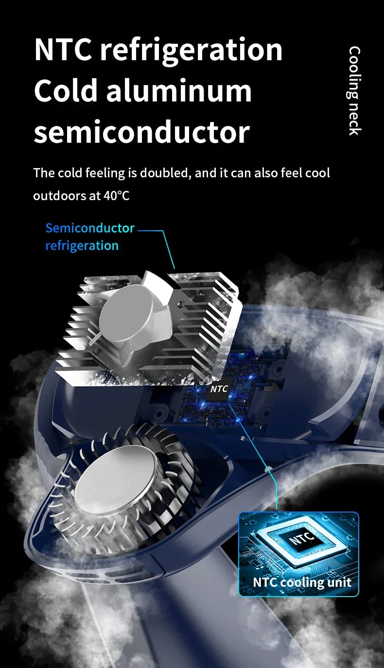 Portable Rechargeable Neck Fan, 5200mAh, Semiconductor Cooling, view 11